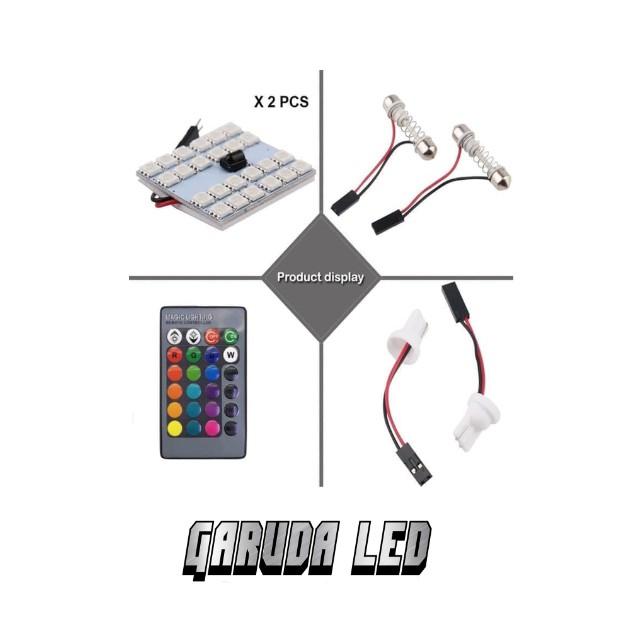 Lampu LED Plafon Kabin Mobil RGB Remote Wireless T10 24 Titik Mata Piston