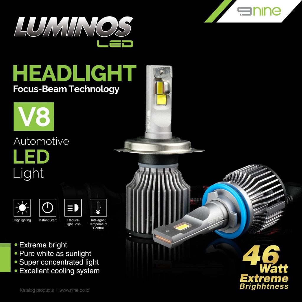 LUMINOS LED V8 Lampu Utama Mobil H4 Hi/Low 46 Watt Extreme Bright