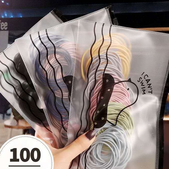 100 Pcs Ikat Rambut Bahan Karet Ukuran 2mm Gaya Korea Untuk Wanita