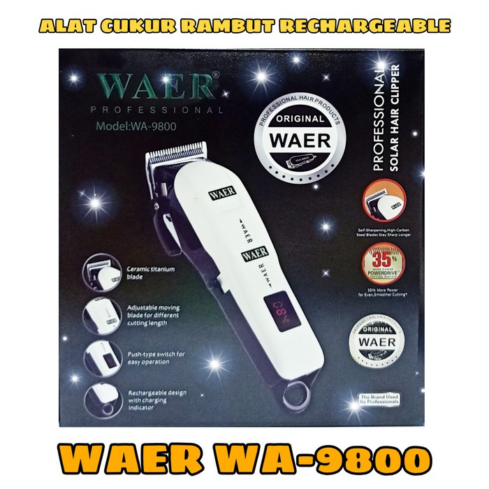 ALAT CUKUR HAIR CLIPPER SALON PROFESIONAL WAER 9800 CAS RECHARGEABLE