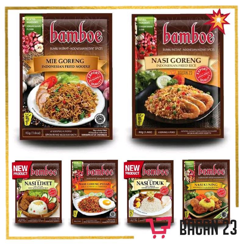 Bamboe Bumbu Instan ( Mie Goreng - Nasi Goreng Pedas - Liwet - Uduk - Kuning ) / Bacan 23 - Bacan23