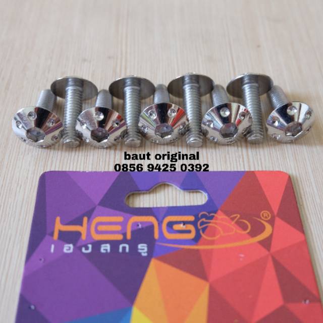 Baut payung probolt bintik silver stainless 6x20 drat 10 panjang 2 cm original heng thailand