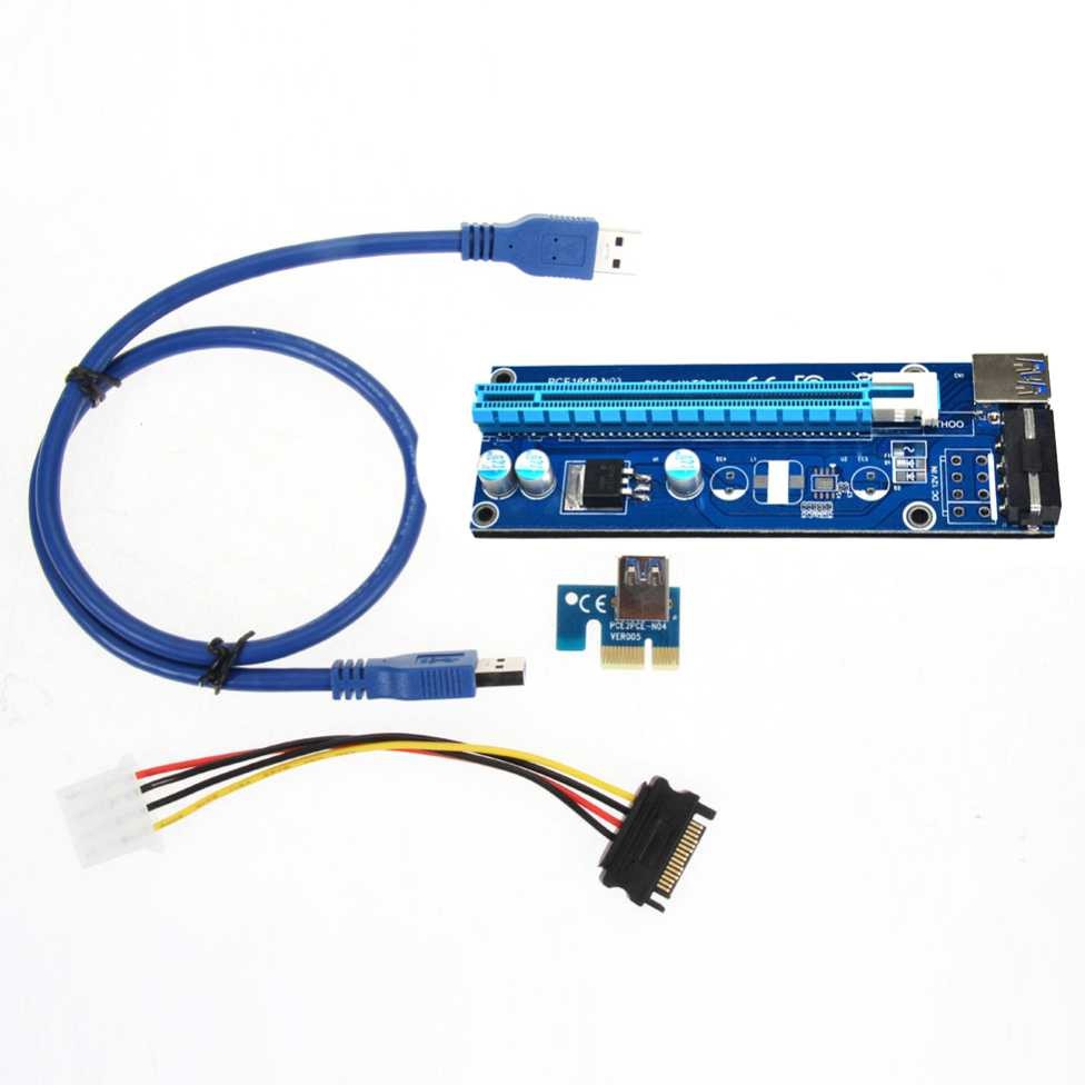 PCI-E Riser 1x to 16x SATA Power USB 3.0 60cm for Bitcoin Miner