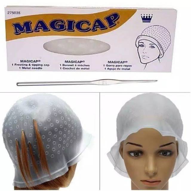 MAGICAP TOPI HIGHLIGHT KARET SILICONE (UNTUK PEWARNAAN HIGHLIGHT / CAT RAMBUT) TOPI SEMIR BLEACHING