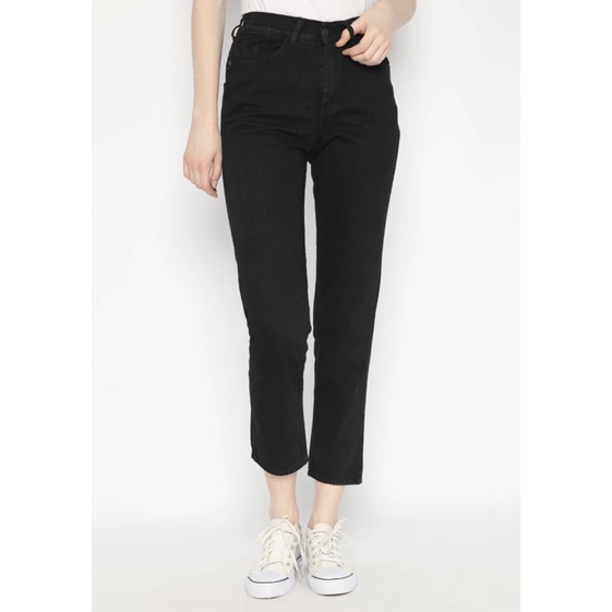 Sevins-highwaist jeans BOYFRIEND JEANS BLACK / HITAM