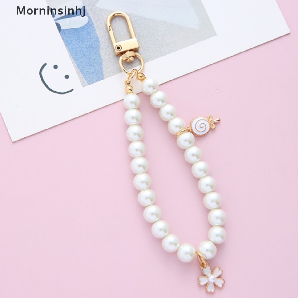 Mornin Vintage Korea Fashion Mutiara Gantungan Kunci Wanita Gadis Emas Rantai Logam Key Ring id