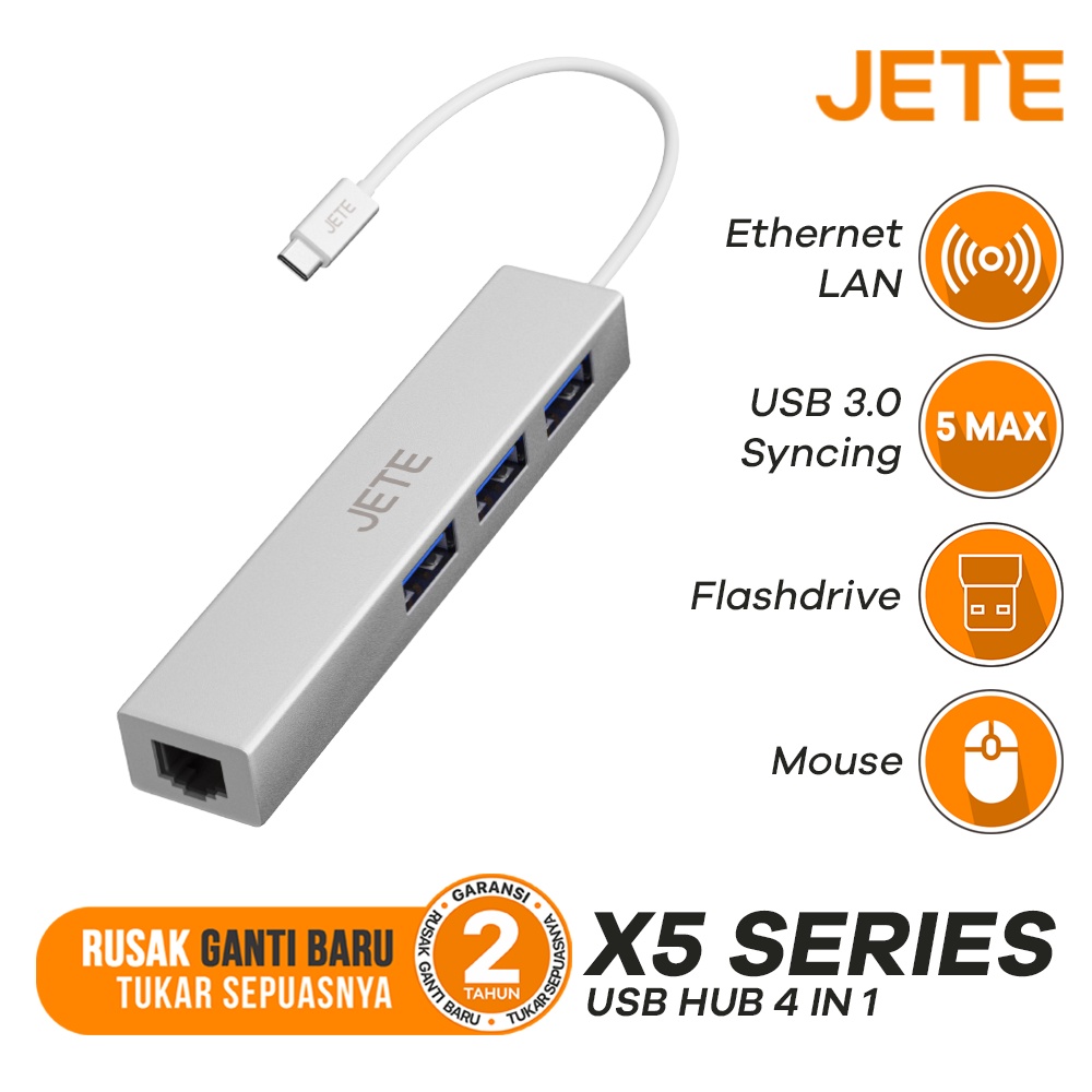 Converter LAN to USB 5 in 1 JETE X5 - Garansi 2 Tahun Rusak Tukar Baru