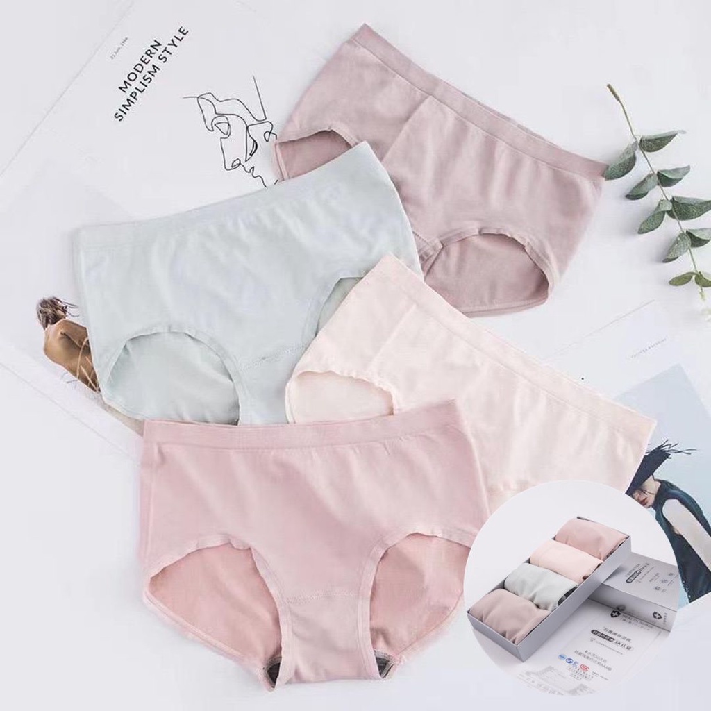 LINGERIEMASTER - (C-22) [Set Kotak 4pcs] TERMURAH Celana dalam antibakteri graphene wanita Pakaian Dalam CD Seamless BISA COD-C-22 WITH BOX