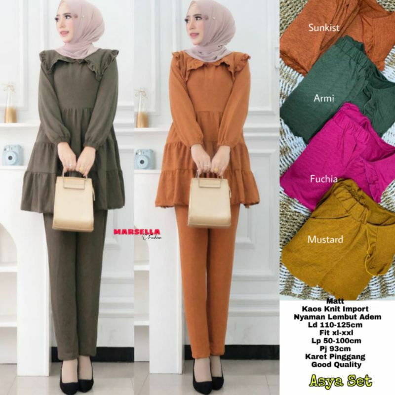 TKG - ARSYA SET Celana Tunik Wanita Kaos Lycra Knite by Fashion Muslim Solo