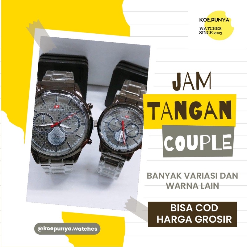 COD✅ Jam Tangan Crono Pria Wanita Keren RANTAI HITAM COUPLE KACA CEMBUNG Couple Pasangan SAC04