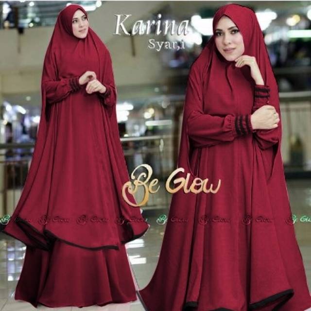 TOTOTAshop.KARINA SYARI'I maxi tgn pjg busui,pinggang blkng karet+Bergo