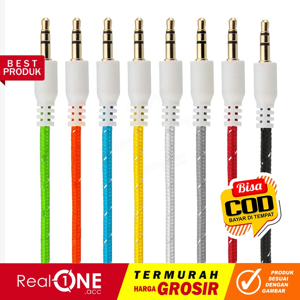 Kabel AUX audio speaker headphone 1x1 meter jack 3.5mm - realoneacc