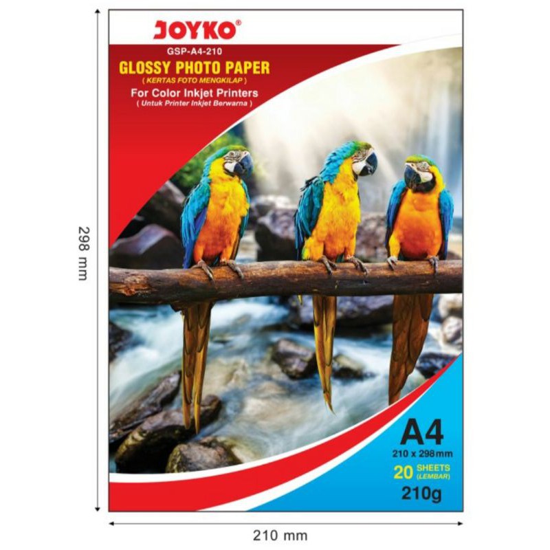 Kertas Cetak Foto Glossy Photo Paper Joyko 180 - 210 - 230 Gsm 20 Lembar