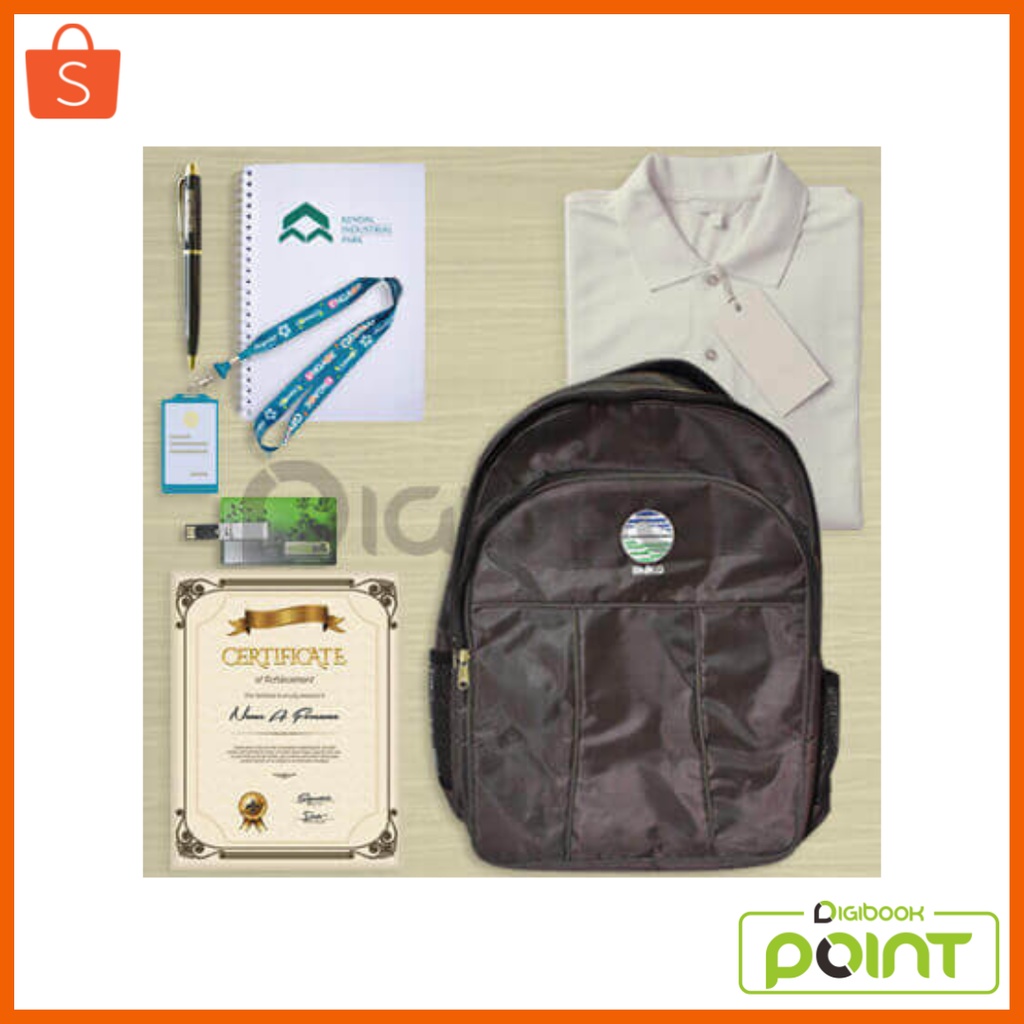 

Paket Seminar Kit Platinum Isi 7 Backpack Pulpen Agenda Lanyard Sertifikat Flashdisk Polo