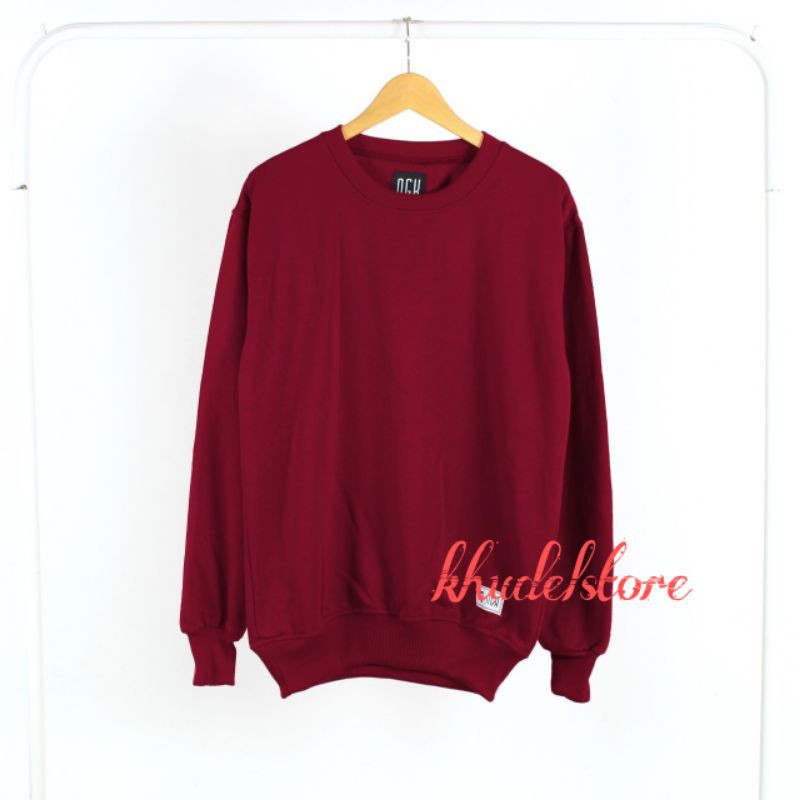 Sweater Polos crweneck merah maroon Premium