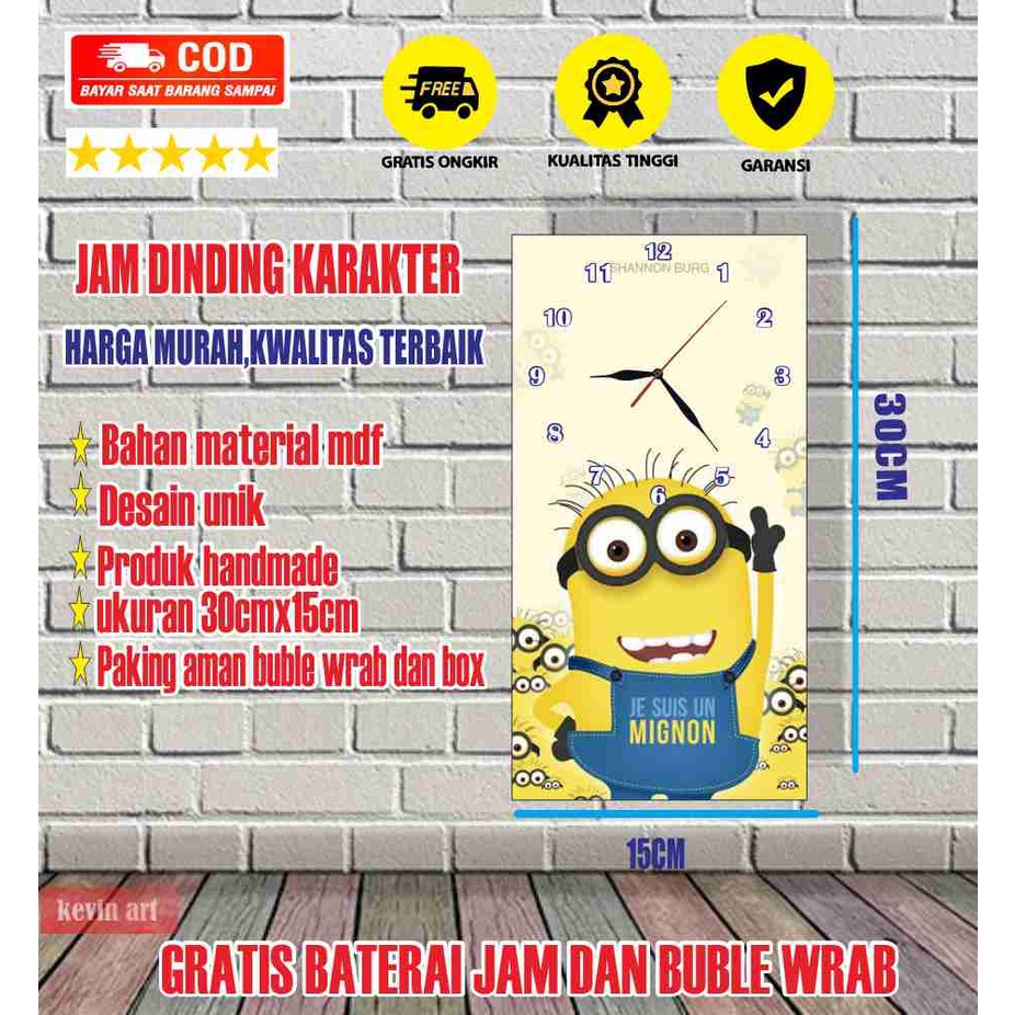 Jam Dinding Karakter Hello Kity Minion Serba Serbi BT21 Member Kartun Unik Jam Dinding Kaligrafi Mesjid Jam Meja Ukuran 30cm