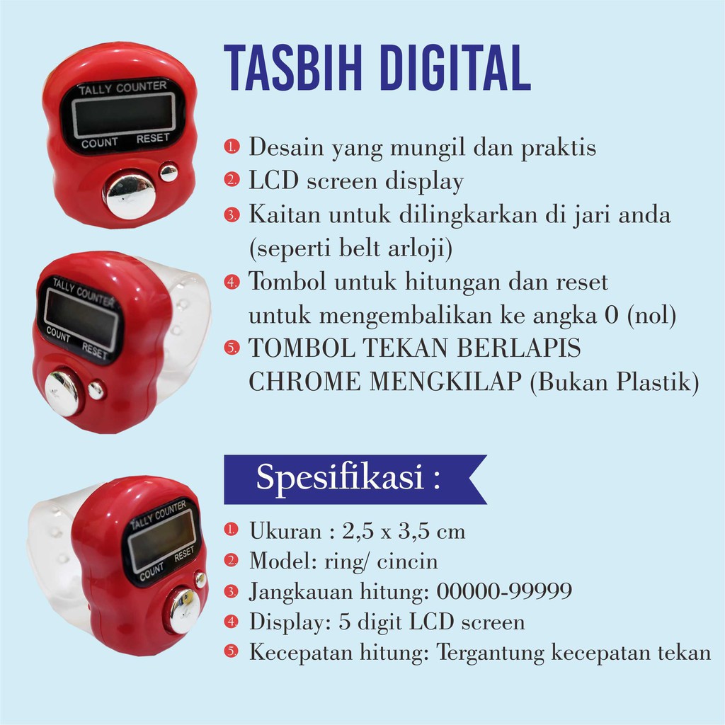 Alat Hitung Digital Led Tasbih Digital Elektronik Jari Counter Mini Import Murah - LPM Shop