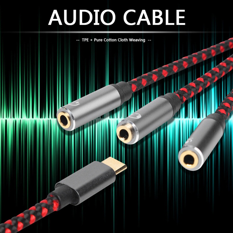 Bt USB C Ke 3.5mm Headphone Splitter, Tipe C Ke Triple Kabel Adaptor Port 3.5mm Untuk Note10 /9/S22/S21/S20