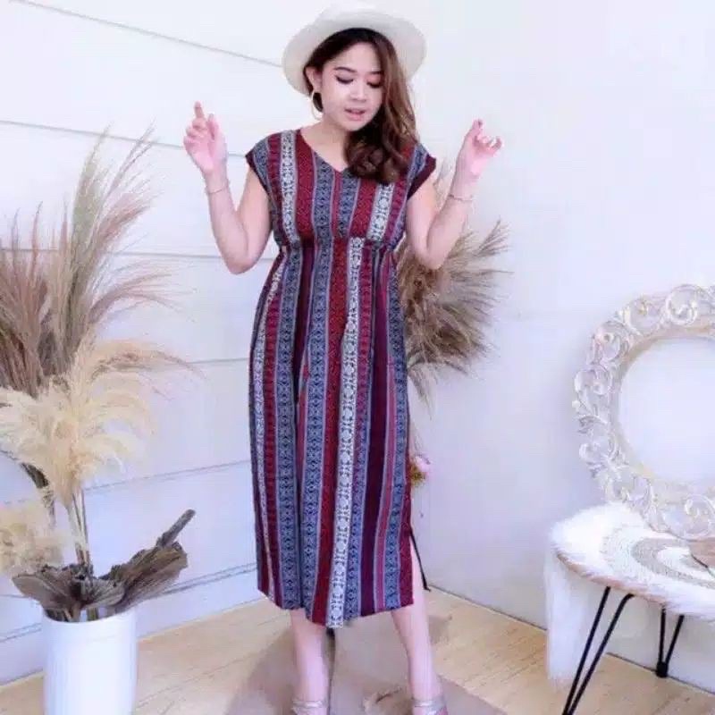 hsy.id-Daster manohara etnik kekinian/ Daster manohara rayon bali/Dress Bali-etnik darkred