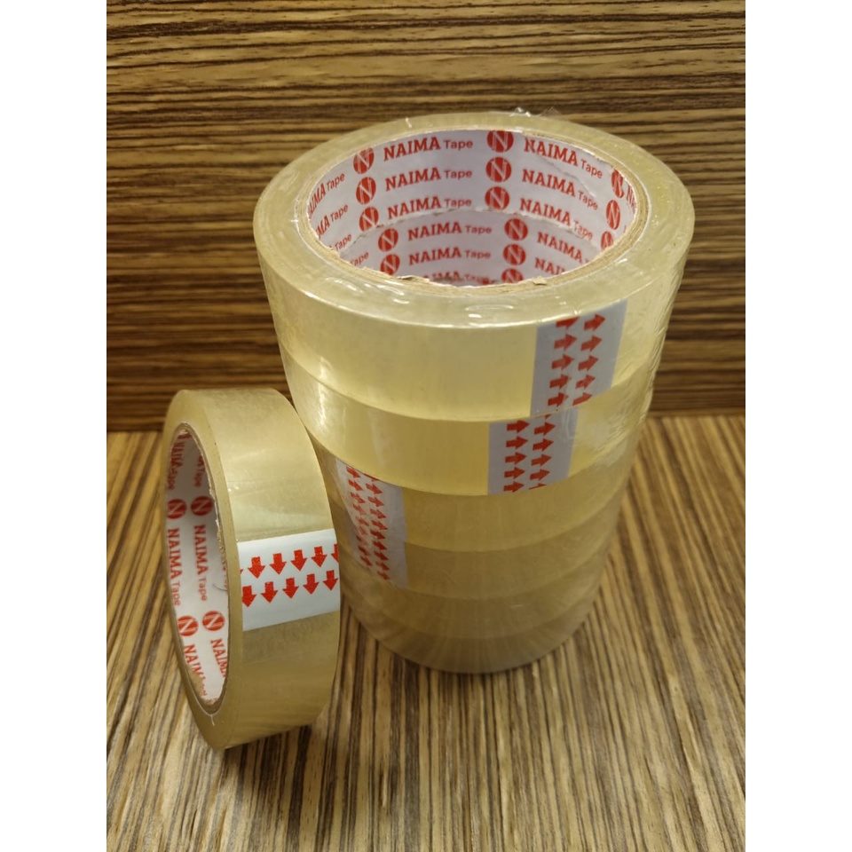 

HenJO (6pcs) Isolasi / Selotip 1 inch x 72 YARD /Solasi / Solatip / Lakban Bening 24mm Naima Tape