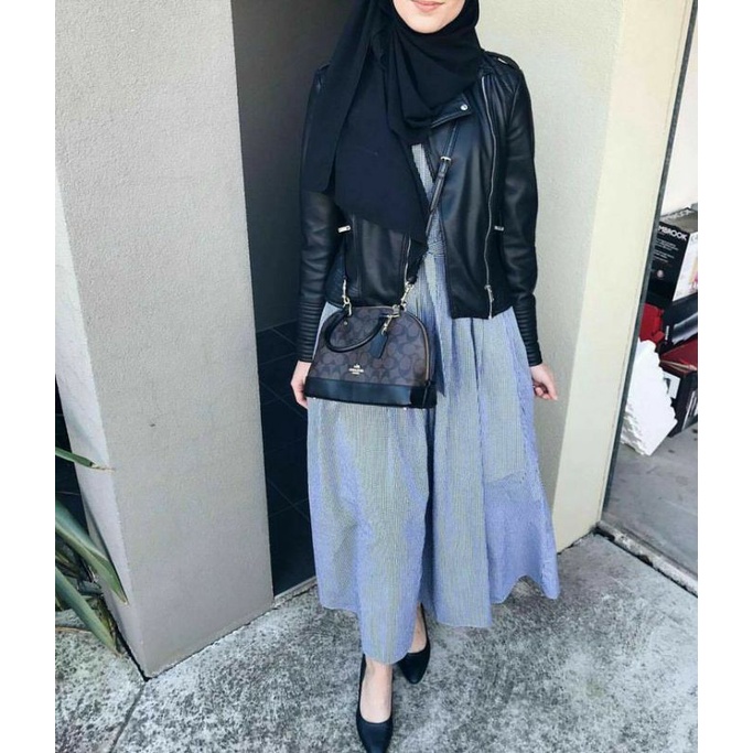 Jaket kulit wanita , jaket kulit sintetis wanita , jaket motor wanita hijab blazer