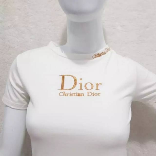 Kaos Wanita Tulisan Bordir Dior