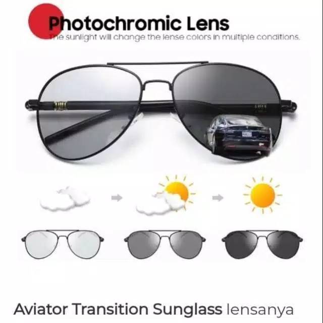 [Bisa COD]Kacamata Keren Pria & Wanita Siang Malam Anti Silau Photocromic  Aviator