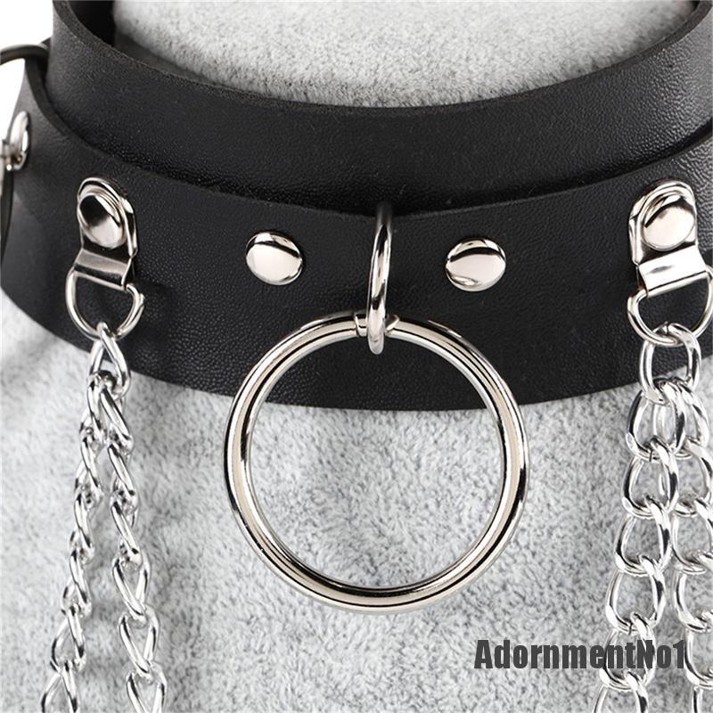 (Adornmentno1) Kalung Choker Adjustable Flexible Bahan Kulit Pu Gaya Gothic Punk Untuk Wanita