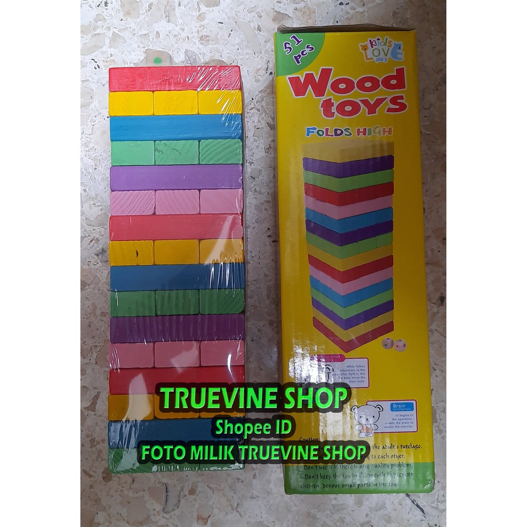 UNO Stacko Kayu BESAR WARNA (JUMBO) (Folds High Wood Toys)