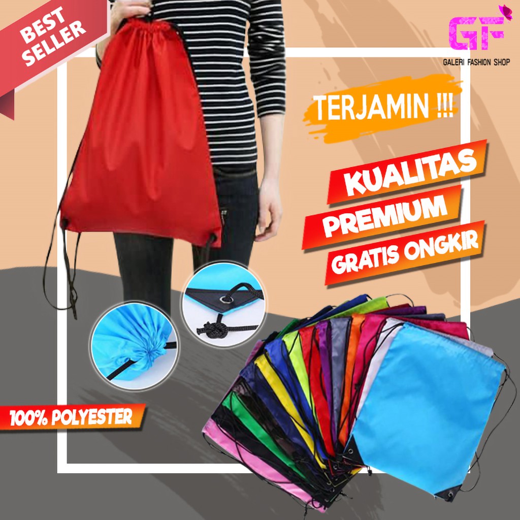 TAS RANSEL SERUT BACKPACK STRING BAG PUNGGUNG PRIA WANITA POLOS IMPORT PREMIUM KOREA MURAH GF297