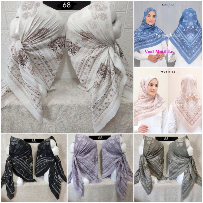 Hijab VOAL PREMIUM Motif 68 Jilbab Segiempat Motif Laser Cut