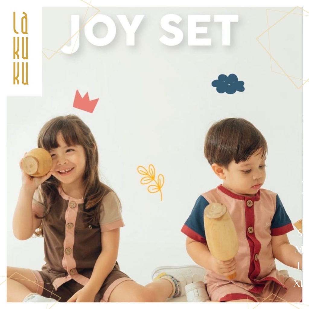 Lakuku - Joy set Little Palmerhaus Setelan Baju Celana Pakaian Anak
