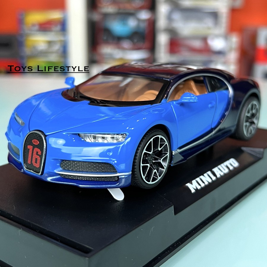 MiniAuto Diecast - Bugatti Chiron Skala 1:32 (Biru Hitam)