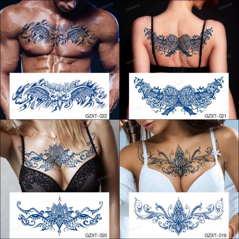 Tatto Dada Tulisan Kembang Bunga Tahan Lama 10-15Hari MODEL GZXT
