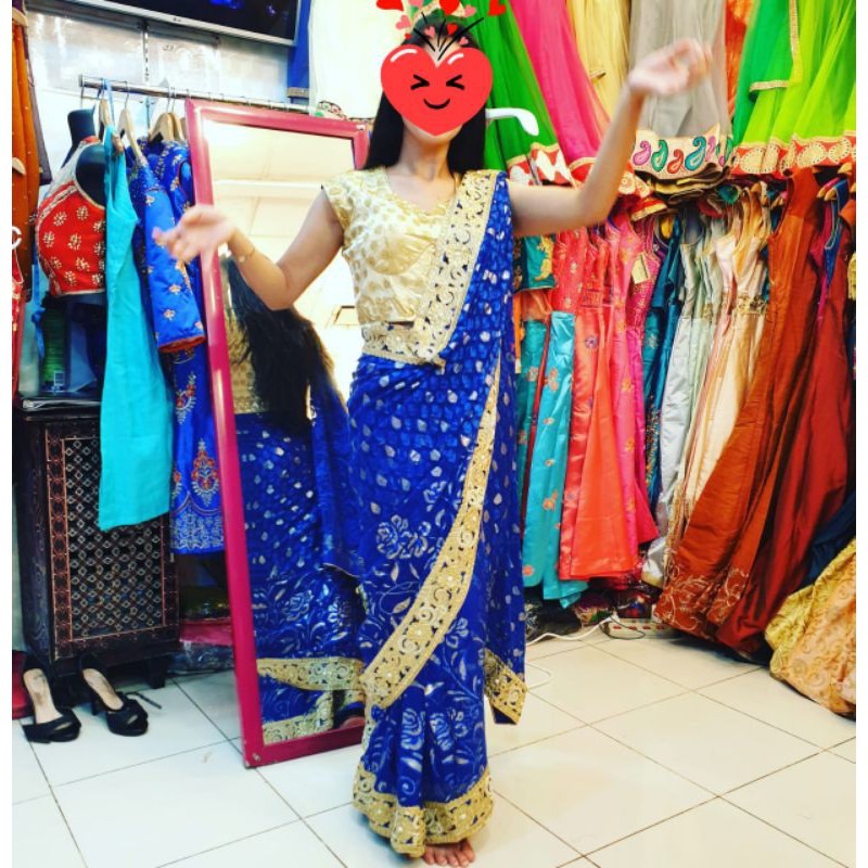 Saree india lilit instan siap pakai jodha pengantin bakal baju india / sari india / bahan baju india