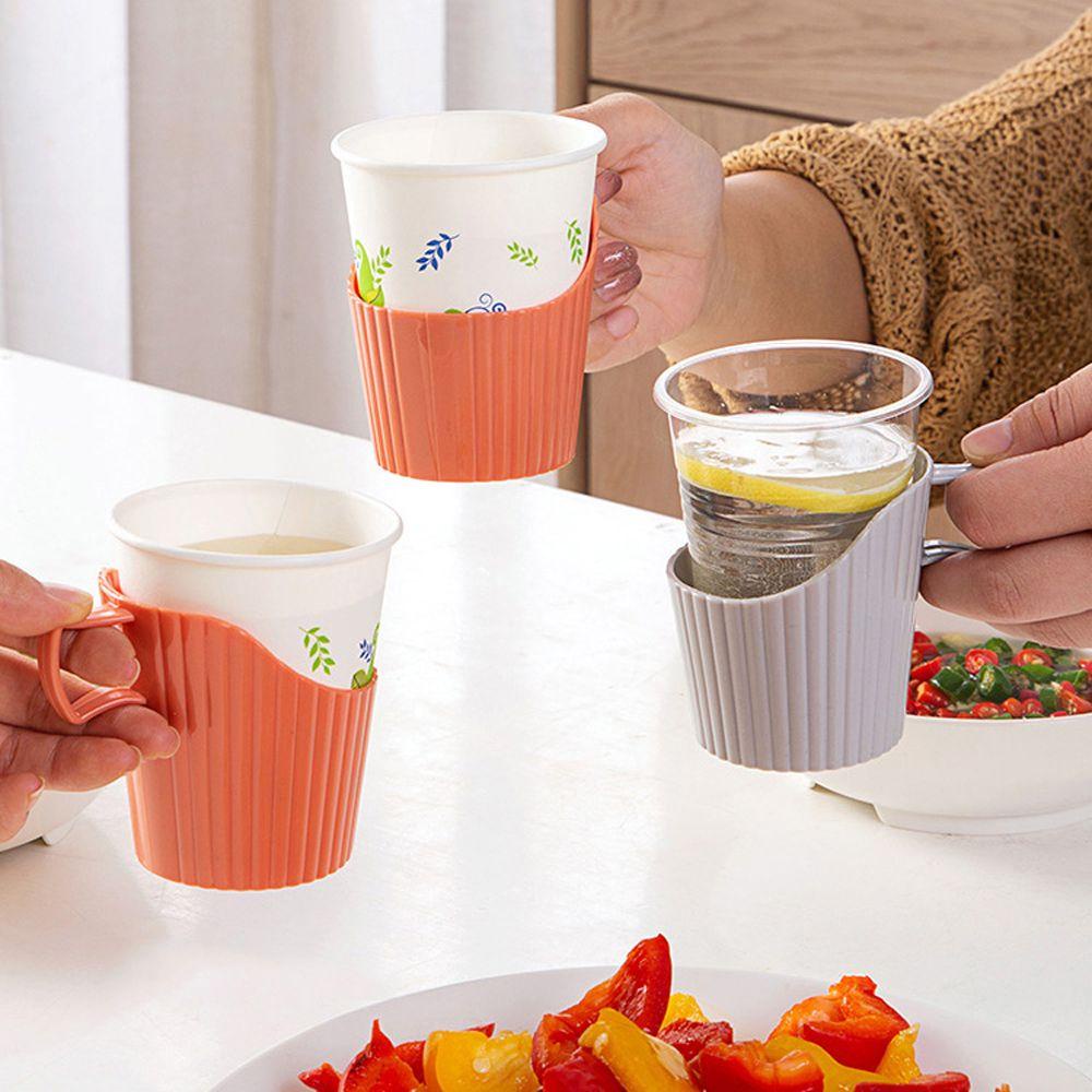 Solighter 10Pcs Cup Holder Plastik Rumah Penebalan Mug Sleeve