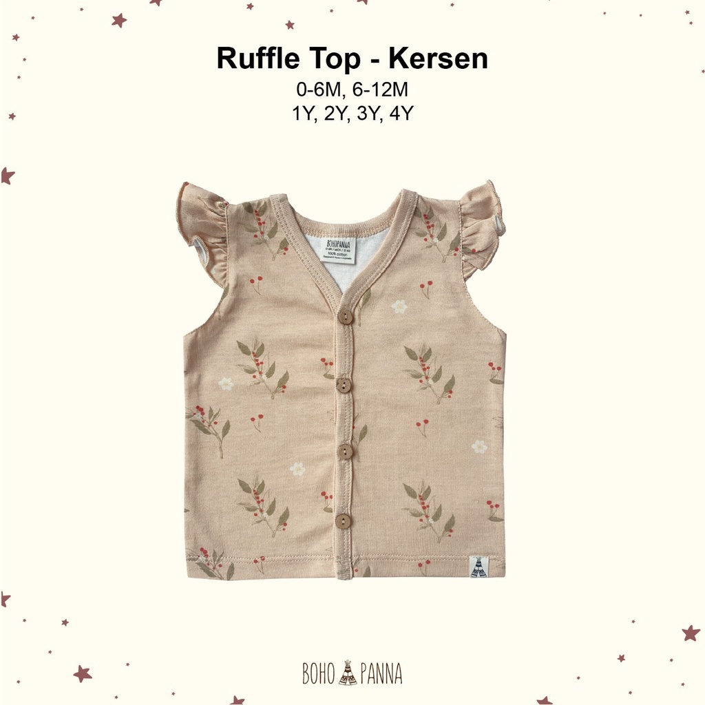 BOHOPANNA Ruffle Top Print Atasan Motif Anak Anak Perempuan 0 - 4 Tahun