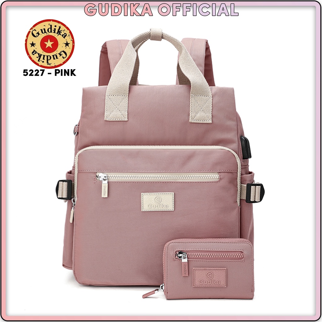 BagCorner - Backpack Waterproof GUDIKA 5227 - tas ransel laptop bisa usb set dompet pria wanita impo