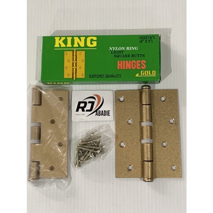 [12SET] Engsel Pintu Jendela Nylon Cat Kuning Gold Plated KING 4 Inch