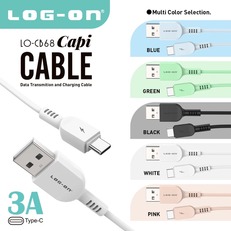 KABEL DATA LOG ON CAPI LO-CB68 1M FASTCHARGING 2.1A - KABEL CHARGER