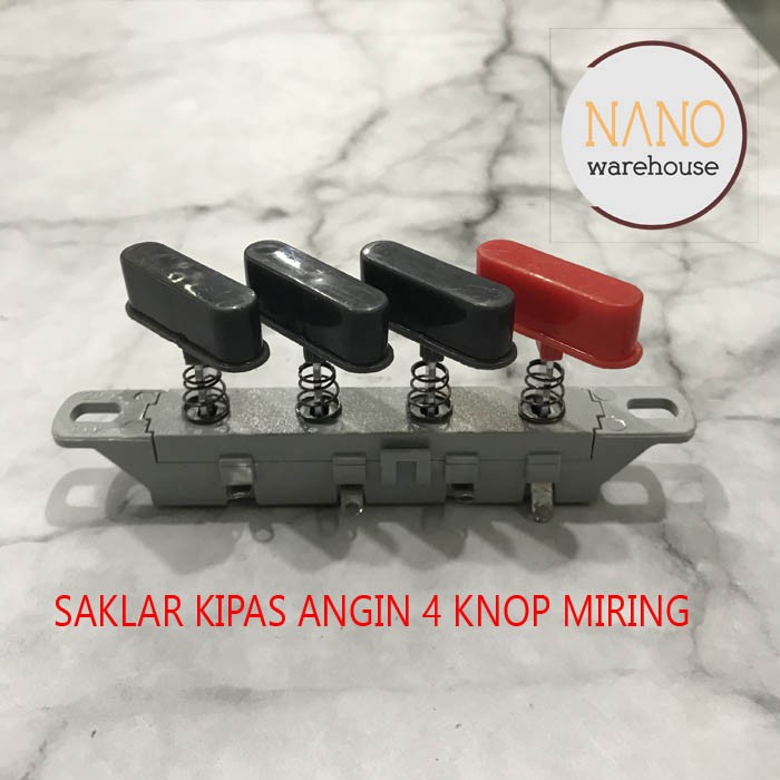 Saklar Kipas Angin 4 Tombol Model Maspion Miring / Saklar Tombol On Off 4 pin Kipas Angin