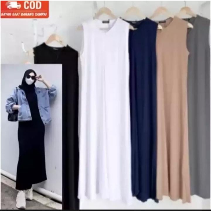 INNER DRESS TANPA LENGAN SINGLET DALEMAN DRESS MUSLIM INNER GAMIS / DALEMAN GAMIS POLOS FREANDY