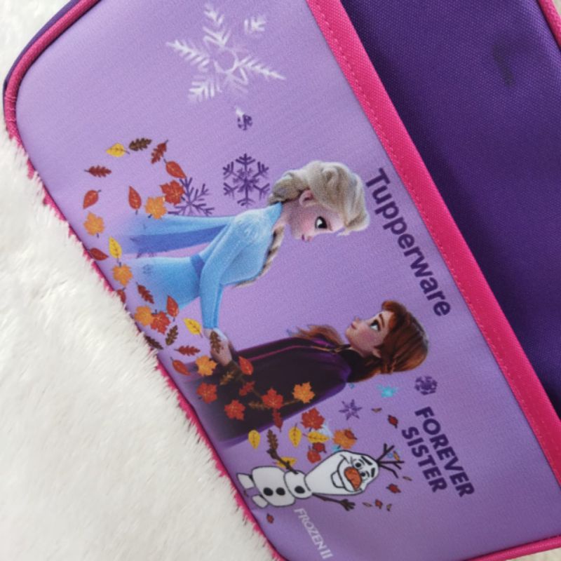 Tas Frozen ELSA  Tupperware ( Zipper Bunga Es ) / Tas Forever Sister FROZEN Tupperware / Tas bekal makan / Tas Makan Siang gambar Frozen