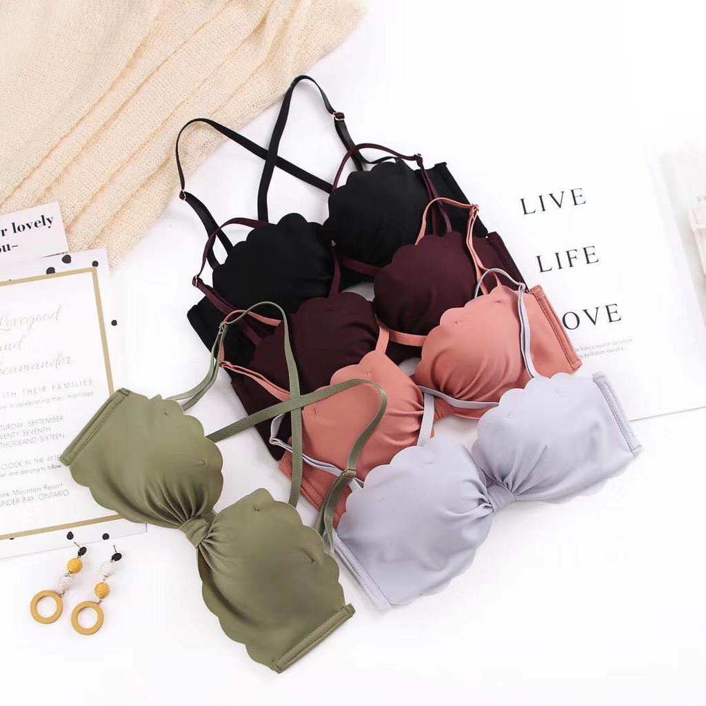 Bra Wanita Tanpa Kawat Bahan Halus Pakaian Dalam bralette Push Up Elastis Sexy dengan Busa