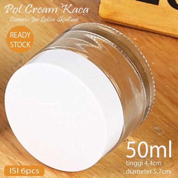 POT KACA POT CREAM JAR KACA Bening TEMPAT WADAH KRIM SALAP OBAT SALEP 50ml 50gram