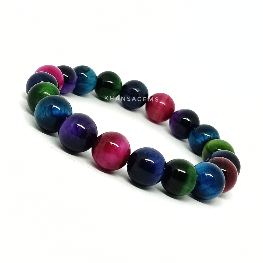 GELANG BATU NATURAL RAINBOW TIGER EYE DIM BAGUS