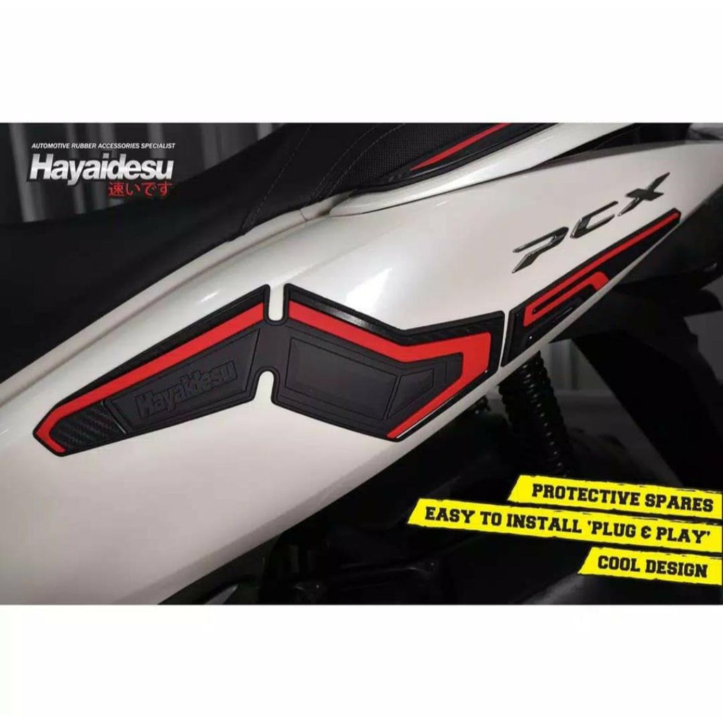 Rear Side Body Protector Cover Honda PCX 150 Aksesoris Decal Variasi Carbon Pelindung Body Hayaidesu