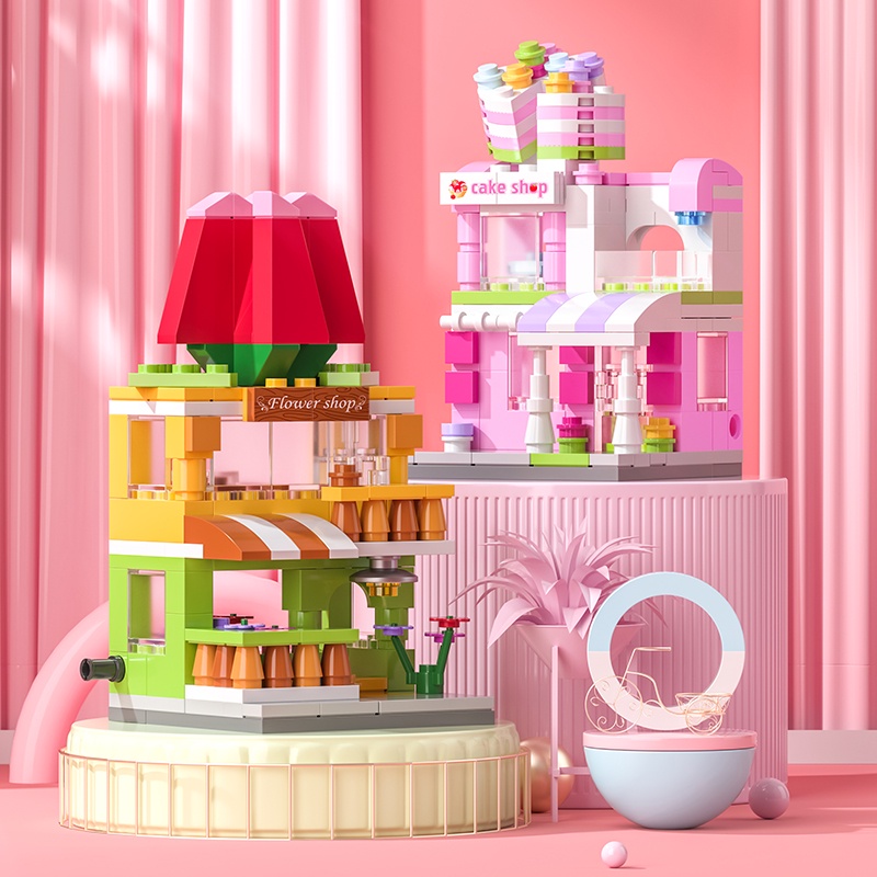 Mainan Blok Seri Toko Burger Model Mainan Edukasi Mainan Bricks Anak Perempuan