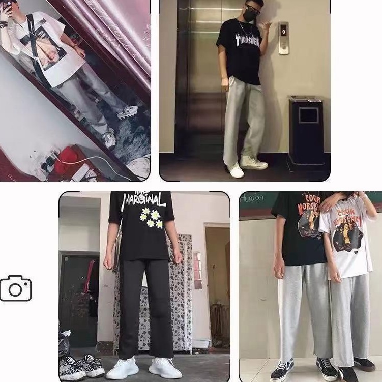 Loose pants Celana Panjang Pria Fashion korea celana kasual pria celana hitam sweatpants pria straight pants pinggang elastis celana panjang polos pria celana oversize celana training pria