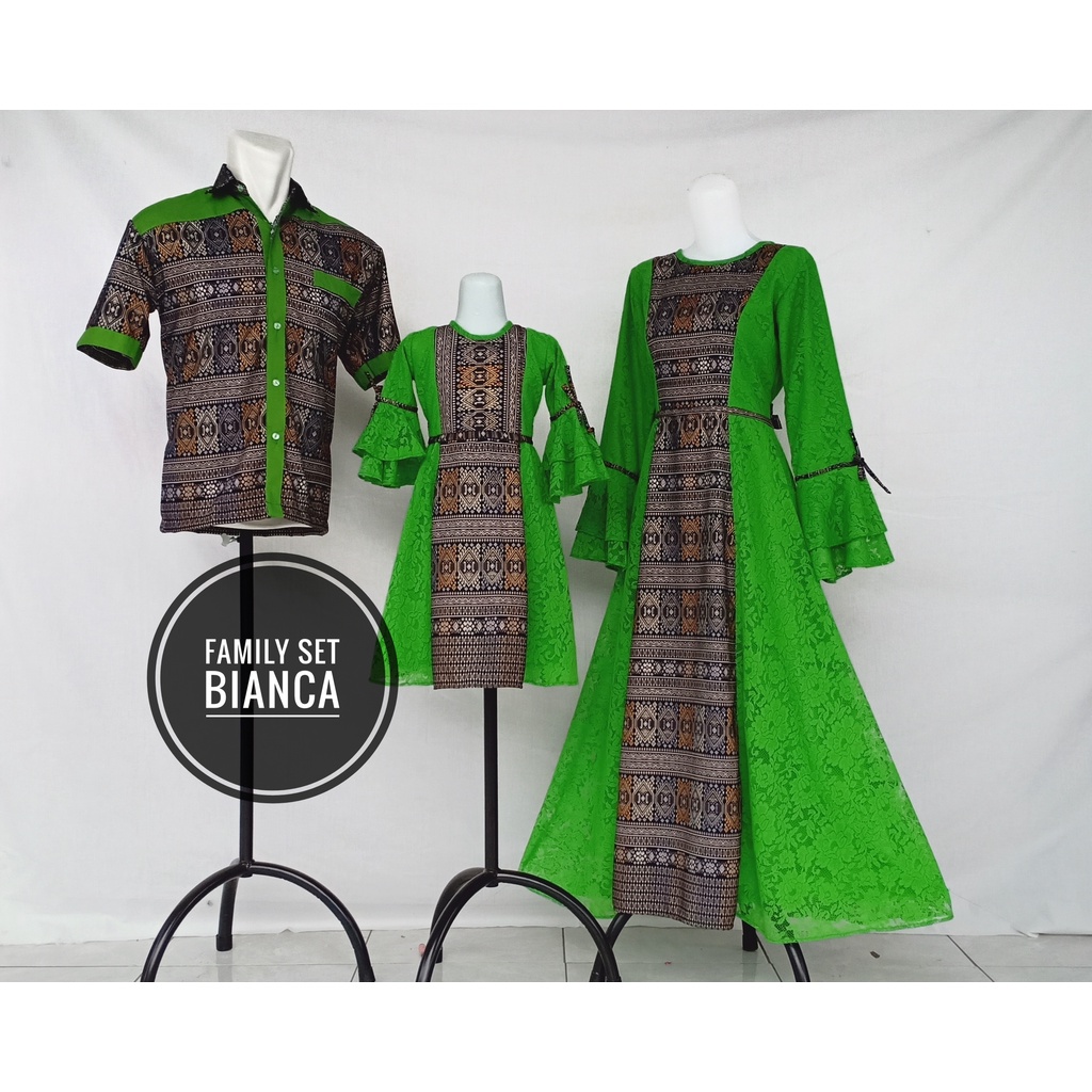Gamis Bianca/Setelan Baju Couple Keluarga Kekinian/Baju Couple Kondangan Model Terbaru/Baju Lebaran 